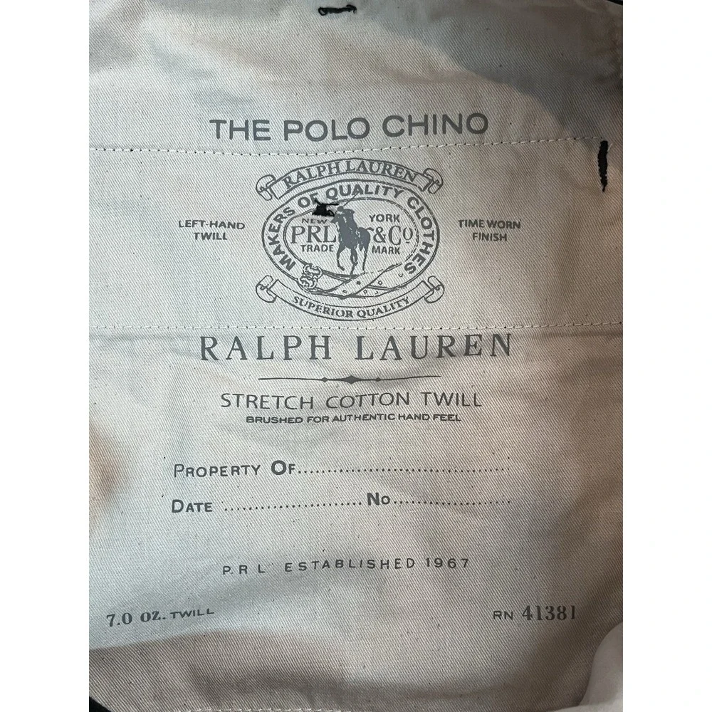 Polo Ralph Lauren Stretch Straight Fit The Polo Chino Pant 38x29 Black Twill